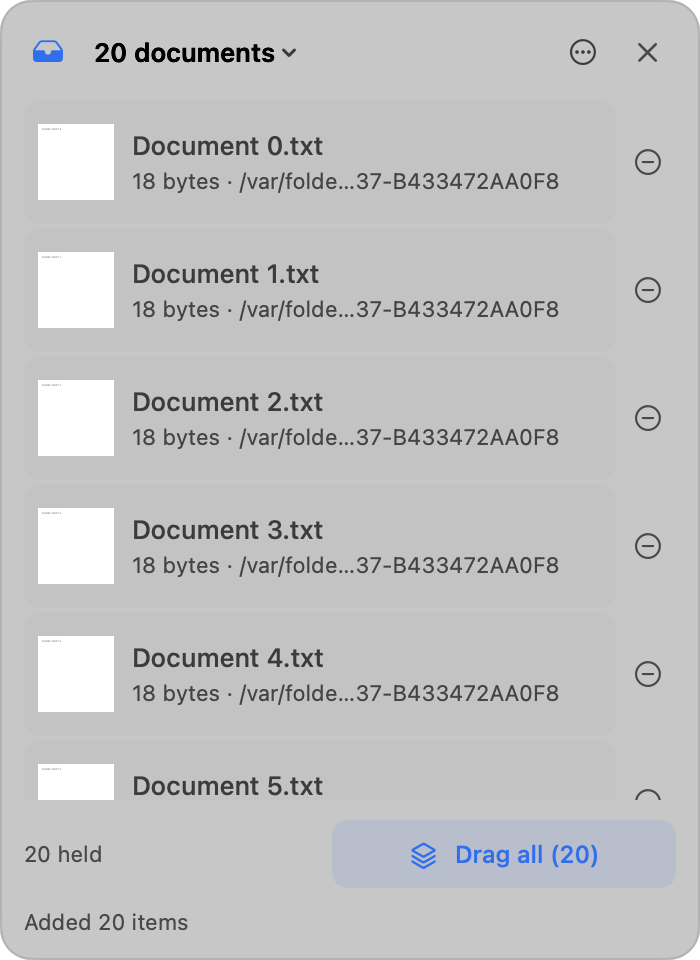 Khay sáng, 20 file, kéo cả nhóm bằng Drag all.